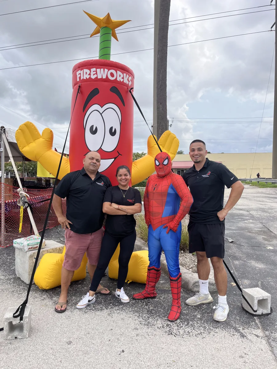 Nightlife Fireworks crew with Spider-Man